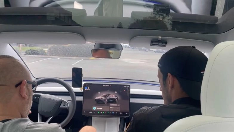 Tesla Grok Integration: Elon Musk Shares Video Showcasing Seamless Integration of Grok AI Chatbot Into Tesla EVs, Translation Capabilities and More