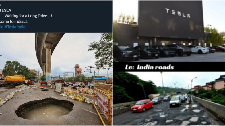 Tesla in India Funny Memes Go Viral: From Mumbai Potholes to Cattle on Roads, Desi Netizens Welcome Elon Musk’s Company With Humorous Reels and Jokes
