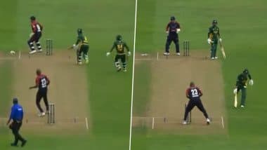 Umar Amin Run Out After Being Involved in Mix-Up With Mohammad Hafeez During England Champions vs Pakistan Champions WCL 2025 Match (Watch Video)