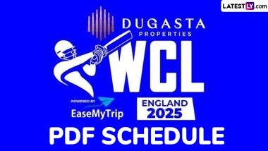 WCL 2025 Full Schedule, Free PDF Download Online: Get Fixtures, Time Table With Match Timings in IST and Venue Details of World Championship of Legends Season 2