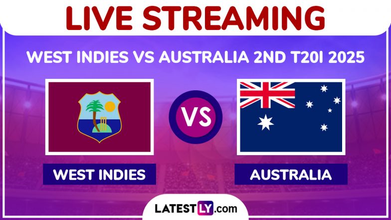 West Indies vs Australia Live Streaming Online, 2nd T20I 2025: How To Watch WI vs AUS Cricket Match Free Live Telecast on TV?
