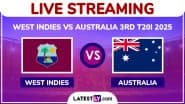 West Indies vs Australia Live Streaming Online, 3rd T20I 2025: How To Watch WI vs AUS Cricket Match Free Live Telecast on TV?