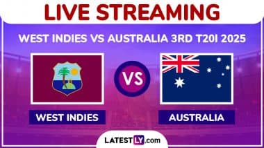 West Indies vs Australia Live Streaming Online, 3rd T20I 2025: How To Watch WI vs AUS Cricket Match Free Live Telecast on TV?