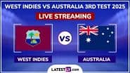 West Indies vs Australia Live Streaming Online, 3rd Test 2025: How To Watch WI vs AUS Frank Worrell Trophy Pink Ball Cricket Match Free Live Telecast on TV?