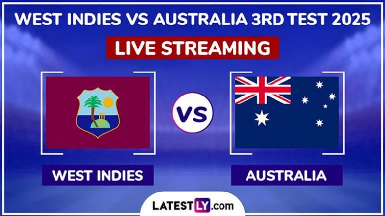 West Indies vs Australia Live Streaming Online, 3rd Test 2025: How To Watch WI vs AUS Frank Worrell Trophy Pink Ball Cricket Match Free Live Telecast on TV?