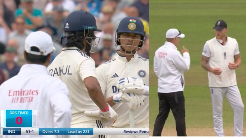 DRS Timer Controversy Hits IND vs ENG 2nd Test 2025! Ben Stokes Argues With Umpires After Yashasvi Jaiswal's Late Review at Edgbaston