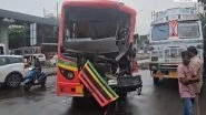 BEST Bus Accident: 8 Injured As Speeding Bus Rams Into Stationary Truck in Mumbai’s Goregaon (Watch Video)