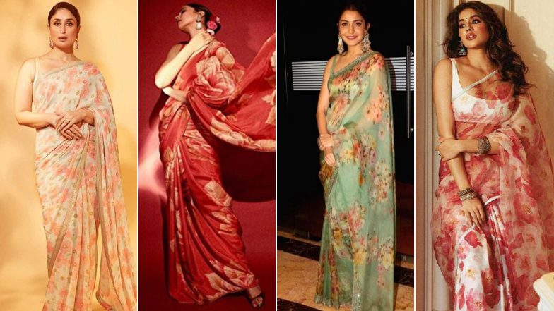 Deepika Padukone, Janhvi Kapoor &amp; Others Love Embracing Floral Prints in Sarees (View Pics)