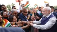 PM Modi UK Visit: Indian Diaspora Greet PM Narendra Modi With Chants of &lsquo;Bharat Mata Ki Jai&rsquo; and &lsquo;Vande Mataram&rsquo; As He Arrives at Hotel in London (See Pics and Videos)
