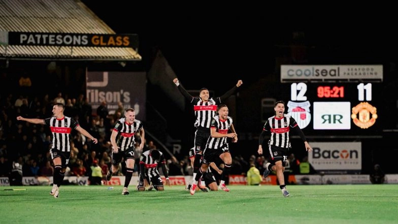 Grimsby Town 2 (12) - 2 (11) Manchester United, Carabao Cup 2025–26: Fourth Tier Club Knock EPL Giants Out As Bruno Fernandes-Led Side Lose In Penalty Shootout