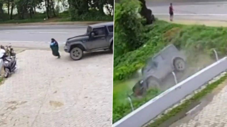 Rohtas: Woman Killed, 3 Injured As Speeding Thar Rams Pedestrians and Plunges Into Ditch in Bihar; Terrifying Video Surfaces