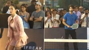 Shahid Kapoor and Mira Rajput Turn Friendly Rivals in Pickleball Faceoff at Athletifreak Store Launch in Delhi