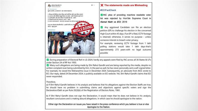 Is Election Commission Colluding With BJP To Rig Voters List? ECI Fact-Checks Rahul Gandhi’s ‘Vote Chori’ Allegations
