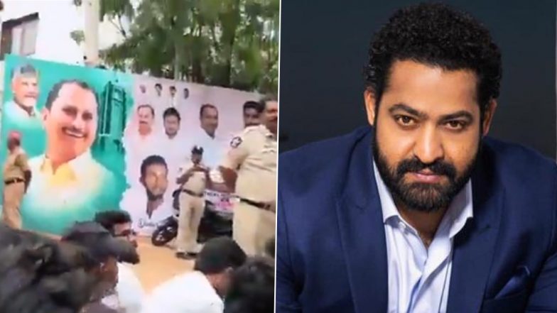Jr. NTR Fans Protest at Anantapur MLA Daggupati Venkateswara Prasad's Office Over ‘War 2’ Boycott Call; MLA Denies Involvement; Offers Apology