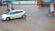 Fuel & Run in Hathras: Driver Flees After Filling 31 Litres Petrol, Rips Off Nozzle and Escapes; Probe Ordered After Bizarre Theft Caught on CCTV Video