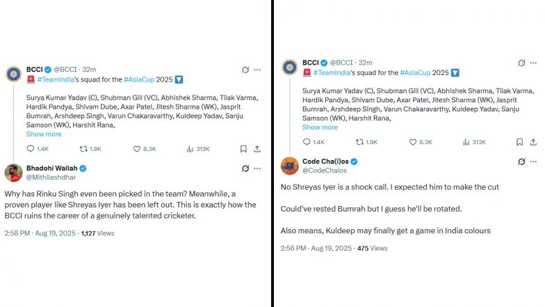 No KL Rahul, Shreyas Iyer and Yashasvi Jaiswal in India Squad for Asia Cup 2025, Angry Fans React