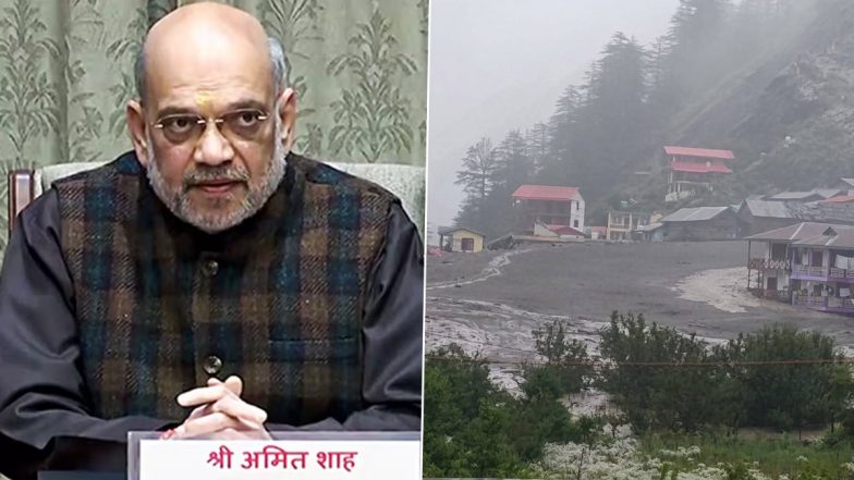 Dharali Cloudburst: Amit Shah Speaks to Uttarakhand CM Pushkar Singh Dhami Following Cloudburst in Uttarkashi; ITBP, NDRF Teams Rushed for Rescue Operations
