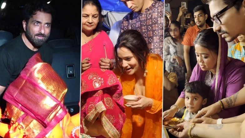 B-Town Celebs Sonu Sood, Ankita Lokhande Welcome Ganpati Ahead of Ganesh Chaturthi 2025