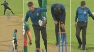Bangladesh Wicketkeeper&rsquo;s Throw Hits Umpire&rsquo;s Knee, Match Official Leaves Field; Video Goes Viral