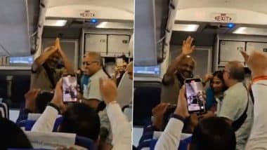 ‘One and Only Superstar’: Rajinikanth Flies Economy, Gets Up From His Seat and Greets Fans Inside Flight Ahead of ‘Coolie’ Release; Netizens React to Thalaivar's Viral Video – WATCH