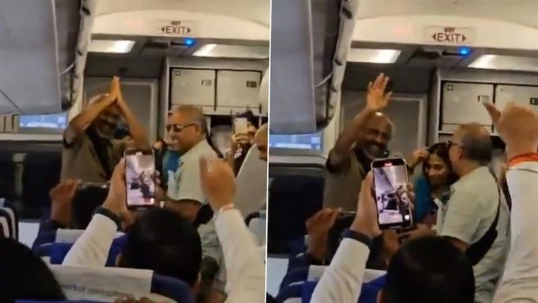 &lsquo;One and Only Superstar&rsquo;: Rajinikanth Flies Economy, Gets Up From His Seat and Greets Fans Inside Flight Ahead of &lsquo;Coolie&rsquo; Release; Netizens React to Thalaivar's Viral Video &ndash; WATCH