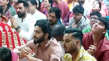 Indian Cricketer Nitish Rana Offers Prayers at Shri Mahakaleshwar Jyotirlinga Temple in Ujjain (Watch Video)