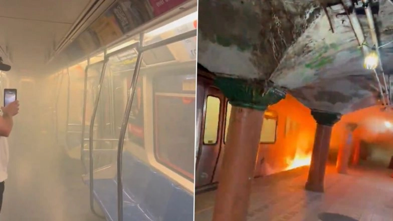 New Jersey Train Fire: Passengers Flee As Coach Fills With Smoke After Blaze Erupts on PATH Train at Newport Station in Jersey City; Video Surfaces