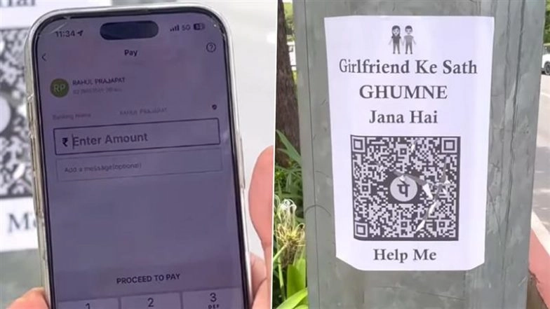 ‘Girlfriend Ke Sath Ghumne Jana Hai, Help Me’: Jaipur Boy Asks Public to Fund His Date via QR Code, Video Goes Viral