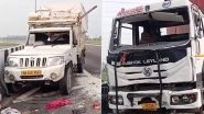 Haryana Road Accident: 5 Migrant Labourers Killed As Canter Truck Collides With Pickup Vehicle on Kundli-Manesar-Palwal Expressway (Watch Video)
