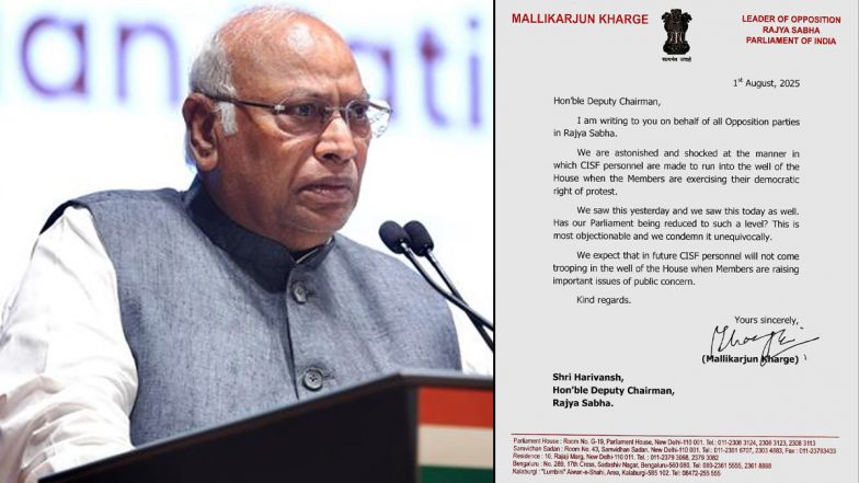 Kharge Writes to RS Deputy Chairman Over ‘Shocking Entry’ of CISF Personnel Into House