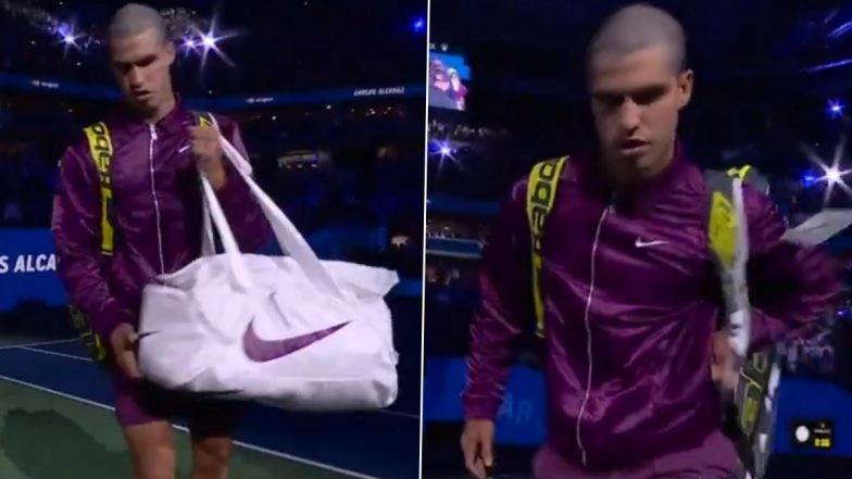 Carlos Alcaraz New Hairstyle: Spaniard Slays 'Buzz Cut' As Tennis Star Makes His Entry For First Round US Open 2025 Match Against Reilly Opelka (Watch Video)