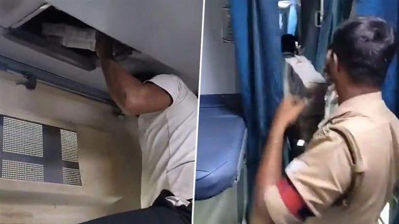 ‘Yeh Dekhiye Khazana!’: 316 Whisky Bottles Found Stuffed in AC Duct of Lucknow–Barauni Express, Coach Attendant Arrested for Smuggling Liquor to Dry Bihar (Watch Video)