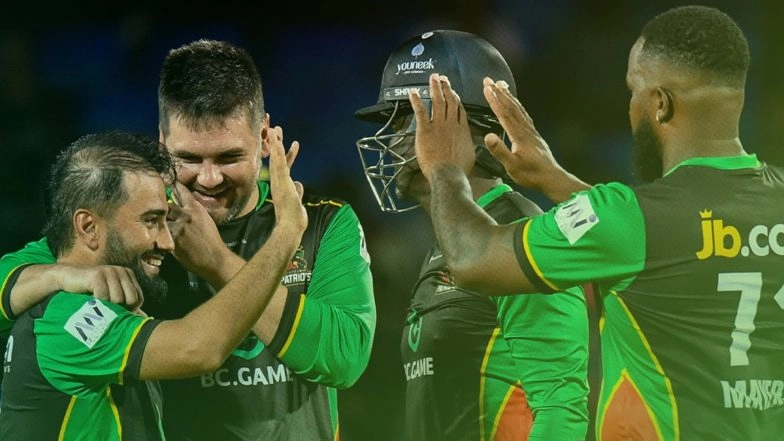 St Kitts and Nevis Patriots Beat Antigua and Barbuda Falcons by Six Wickets in CPL 2025: Waqar Salamkheil, Alick Athanaze Shine As Jason Holder-Led Side Secure Dominant Victory