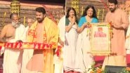 Mohanlal Receives Vilambara Pathrika From Travancore Royal Family Members at Sree Padmanabhaswamy Temple (Watch Video)