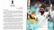 Cheteshwar Pujara Receives Appreciation Letter From PM Narendra Modi After Announcing Retirement From Cricket, Former Team India Test Stalwart Pens Heartfelt Note (See Post)