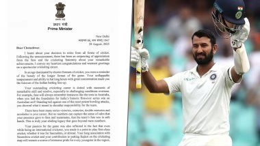 Cheteshwar Pujara Receives Appreciation Letter From PM Narendra Modi After Announcing Retirement From Cricket, Former Team India Test Stalwart Pens Heartfelt Note (See Post)
