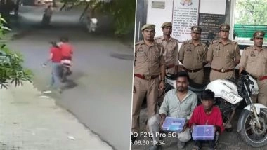 Mobile Snatching in Agra: 2 Bike-Borne Miscreants Snatch Girl’s Phone in Uttar Pradesh, Accused Arrested (Watch Videos)