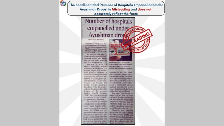 Is the Number of Empanelled Hospitals Under Ayushman Bharat Dropping? PIB Fact Check Calls News Report Headline Misleading