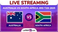 Australia vs South Africa Live Streaming Online, 3rd T20I 2025: How To Watch AUS vs SA Cricket Match Free Live Telecast on TV?