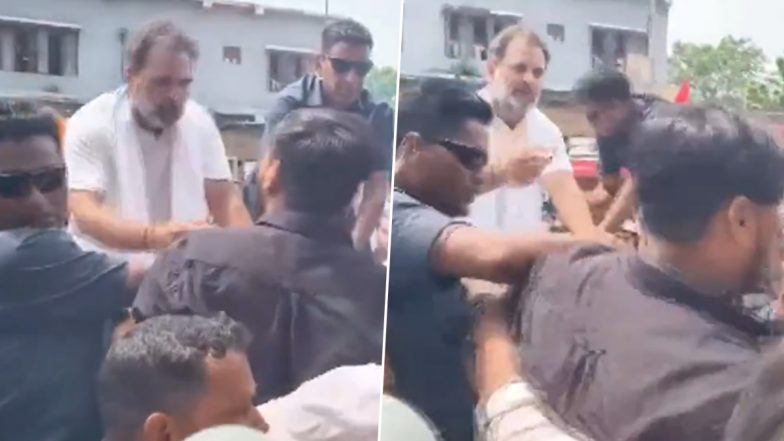 Rahul Gandhi Offers Toffees to Protestors Showing Him Black Flags Over Alleged Abuses at PM Narendra Modi, His Mother During ‘Voter Adhikaar Yatra’ (Watch Video)
