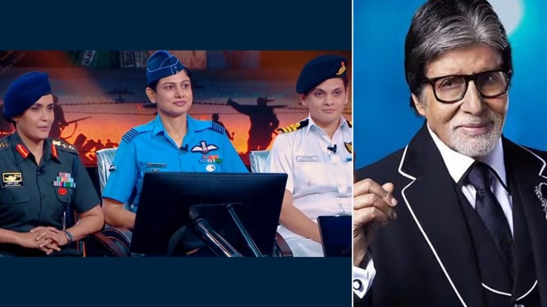 ‘Kaun Banega Crorepati 17’: Amitabh Bachchan Welcomes Operation Sindoor Heroes Col Sofiya Qureshi, Wing Commander Vyomika Singh, and Commander Prerna Deosthalee in ‘KBC’ Independence Day 2025 Episode (Watch Video)