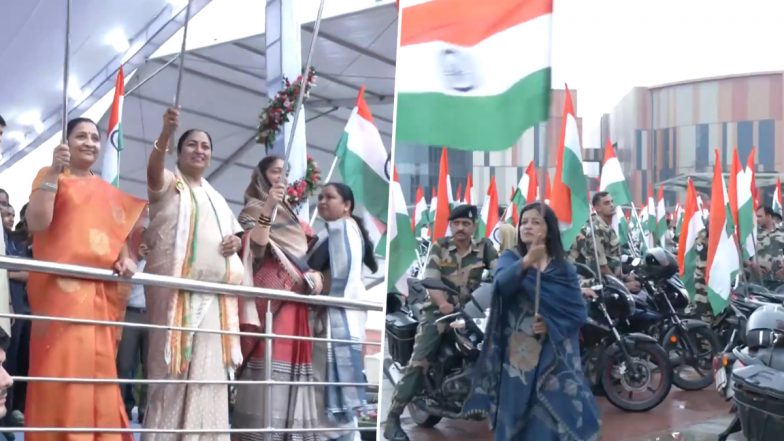 ‘Har Ghar Tiranga’ Program: Delhi CM Rekha Gupta, Along With Education Minister Ashish Soods, Flags Off Tiranga Cyclothon for Girls Ahead of Independence Day (Watch Videos)