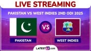 Pakistan vs West Indies Live Streaming Online, 2nd ODI 2025: How To Watch PAK vs WI Cricket Match Free Live Telecast on TV?