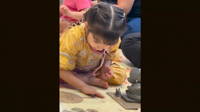 Bipasha Basu&rsquo;s Baby Girl Devi Sculpts Ganpati Idol With Her Tiny Hands Ahead of Ganesh Chaturthi 2025