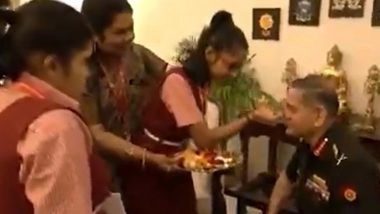 Raksha Bandhan 2025: Women, Children Tie Rakhis to Chief of Army Staff General Upendra Dwivedi, Soldiers as Part of ‘Bharat Raksha Parv’ Initiative (Watch Videos)