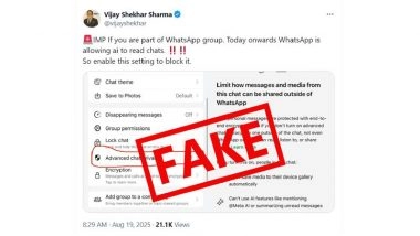 Is WhatsApp Allowing Meta AI To Read Your Group Chats? Fake News About Advanced Chat Privacy Feature Goes Viral, Here’s What It Actually Does