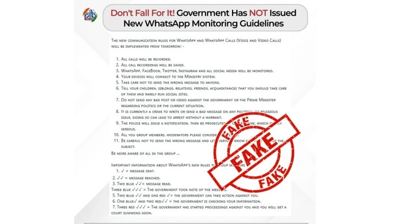 Has Modi Government Rolled Out New WhatsApp Monitoring Guidelines? PIB Fact Check Debunks Fake Message About Triple Ticks on Instant Messaging App