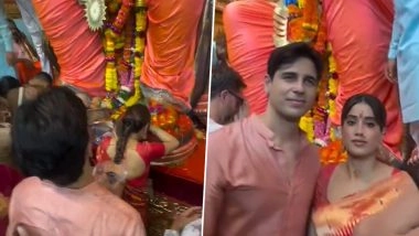 Ganesh Chaturthi 2025: Sidharth Malhotra and Janhvi Kapoor Seek Blessings at Mumbai’s Iconic Lalbaugcha Raja Ganesh Pandal Ahead of ‘Param Sundari’ Release (Watch Video)