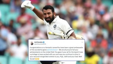 Cheteshwar Pujara Retires: Yuvraj Singh, Anil Kumble and Wasim Jaffer Pay Tribute to Team India Test Stalwart As He Announces Retirement (See Posts)