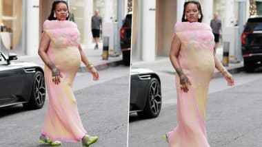 Rihanna’s Maternity Fashion Game Is On: Singer Flaunts Growing Baby Bump in Pastel Pink Issey Miyake Dress, Pictures Go Viral